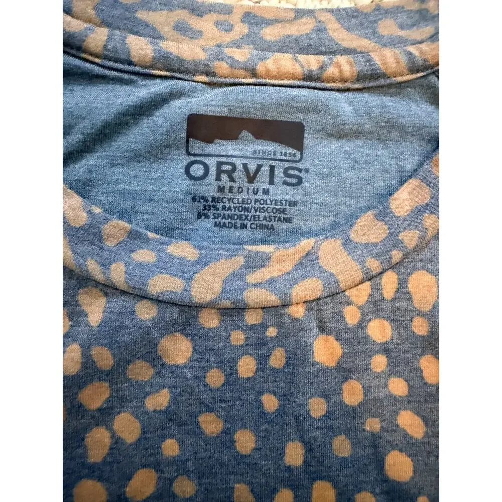 Orvis DriCast Brook Trout Print Long Sleeve Shirt Mens Medium UPF 50 Fishing